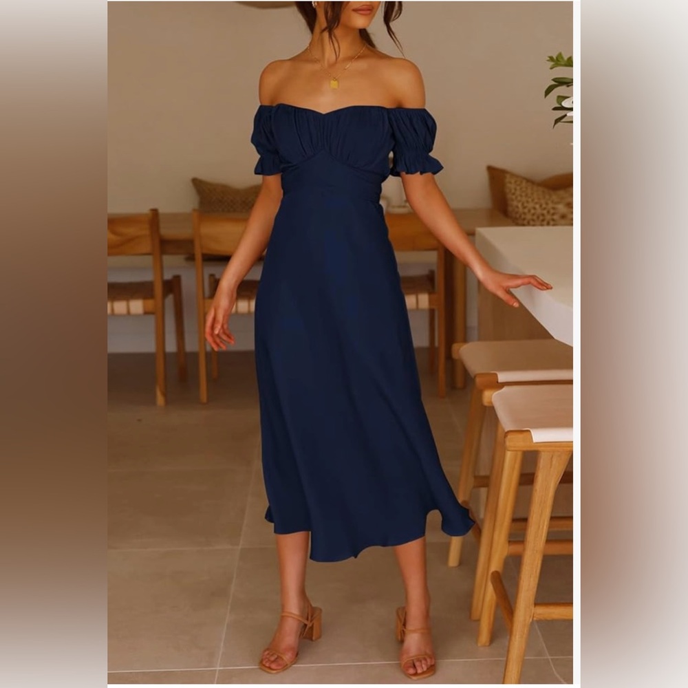 Off shoulder boho flowy A line dress